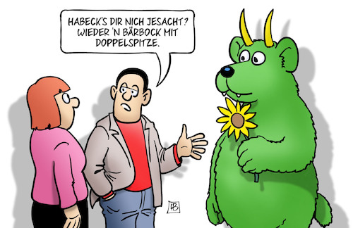Cartoon: Grüne Doppelspitze (medium) by Harm Bengen tagged grüne,doppelspitze,parteitag,wahl,habeck,baerbock,bengen,cartoon,karikatur,grüne,doppelspitze,parteitag,wahl,habeck,baerbock,bengen,cartoon,karikatur