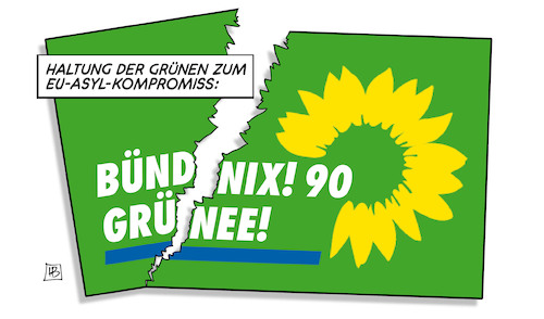 Cartoon: Grüne und Asyl (medium) by Harm Bengen tagged grüne,asyl,kompromiss,parteilogo,gespalten,zerrissen,eu,europa,flüchtlinge,migration,lager,ablehnung,aussenposten,harm,bengen,cartoon,karikatur,grüne,asyl,kompromiss,parteilogo,gespalten,zerrissen,eu,europa,flüchtlinge,migration,lager,ablehnung,aussenposten,harm,bengen,cartoon,karikatur