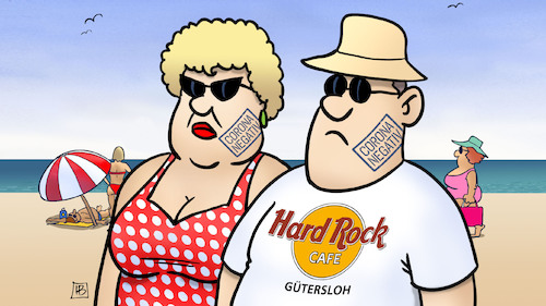 Cartoon: Gütersloh abgestempelt (medium) by Harm Bengen tagged gütersloh,abgestempelt,stempel,corona,negativ,strand,sommerferien,nrw,riskio,urlaub,tönnies,harm,bengen,cartoon,karikatur,gütersloh,abgestempelt,stempel,corona,negativ,strand,sommerferien,nrw,riskio,urlaub,tönnies,harm,bengen,cartoon,karikatur