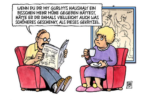 Cartoon: Gurlitt (medium) by Harm Bengen tagged haushalt,gurlitt,sammlung,erbe,picasso,bild,kunst,raubkunst,harm,bengen,cartoon,karikatur,haushalt,gurlitt,sammlung,erbe,picasso,bild,kunst,raubkunst,harm,bengen,cartoon,karikatur