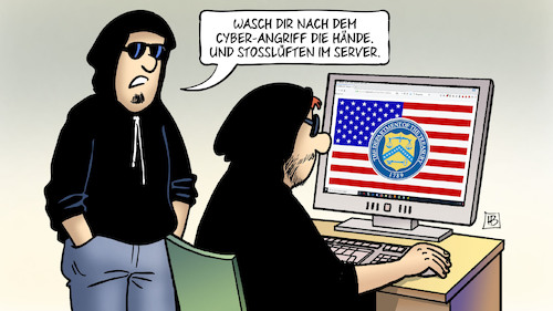 Cartoon: Hackerangriff USA (medium) by Harm Bengen tagged hackerangriff,usa,cyber,angriff,hände,waschen,stosslüften,server,cybercrime,internet,computer,harm,bengen,cartoon,karikatur,hackerangriff,usa,cyber,angriff,hände,waschen,stosslüften,server,cybercrime,internet,computer,harm,bengen,cartoon,karikatur