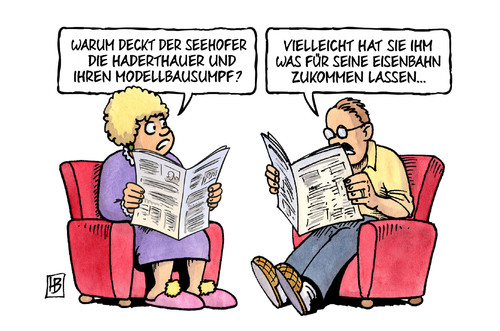 Cartoon: Haderthauer (medium) by Harm Bengen tagged eisenbahn,bayern,bayerische,staatskanzleichefin,haderthauer,betrugs,steuerhinterziehung,amt,ruecktritt,modellautos,seehofer,harm,bengen,cartoon,karikatur,eisenbahn,bayern,bayerische,staatskanzleichefin,haderthauer,betrugs,steuerhinterziehung,amt,ruecktritt,modellautos,seehofer,harm,bengen,cartoon,karikatur