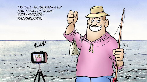 Cartoon: Halber Hering (medium) by Harm Bengen tagged ostsee,hobbyangler,halbierung,herings,fangquote,fisch,angler,selfie,eu,agrarminister,fischfangquoten,artenschutz,harm,bengen,cartoon,karikatur,ostsee,hobbyangler,halbierung,herings,fangquote,fisch,angler,selfie,eu,agrarminister,fischfangquoten,artenschutz,harm,bengen,cartoon,karikatur