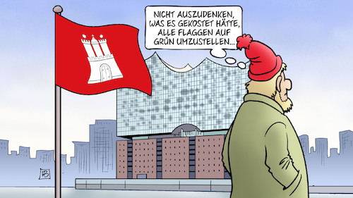 Cartoon: Hamburg-Flagge (medium) by Harm Bengen tagged kosten,flaggen,elbphilharmonie,hamburg,rote,grüne,bürgerschaftswahl,landtagswahl,harm,bengen,cartoon,karikatur,kosten,flaggen,elbphilharmonie,hamburg,rote,grüne,bürgerschaftswahl,landtagswahl,harm,bengen,cartoon,karikatur