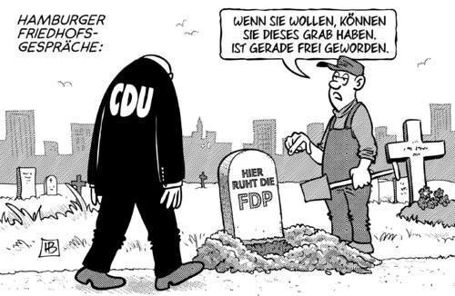 Cartoon: Hamburger Friedhof (medium) by Harm Bengen tagged hamburg,friedhof,cdu,fdp,grab,bürgerschaftswahl,hamburger,wahl,bürgerschaft,landtagswahl,harm,bengen,cartoon,karikatur