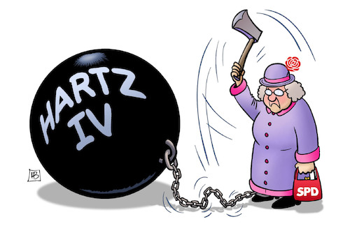 Cartoon: Hartz-Kette (medium) by Harm Bengen tagged hartz,kette,kugel,alte,tante,axt,iv,esken,walter,borjans,spd,parteitag,groko,harm,bengen,cartoon,karikatur,hartz,kette,kugel,alte,tante,axt,iv,esken,walter,borjans,spd,parteitag,groko,harm,bengen,cartoon,karikatur