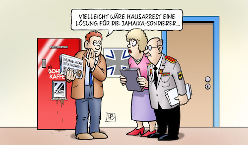 Cartoon: Hausarrest (medium) by Harm Bengen tagged simbabwe,mugabe,putsch,hausarrest,bundeswehr,armee,zeitung,streit,jamaika,cdu,csu,fdp,grüne,koalition,sondierungen,harm,bengen,cartoon,karikatur,simbabwe,mugabe,putsch,hausarrest,bundeswehr,armee,zeitung,streit,jamaika,cdu,csu,fdp,grüne,koalition,sondierungen,harm,bengen,cartoon,karikatur