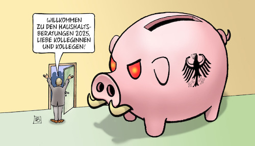 Cartoon: Haushalt 2025 (medium) by Harm Bengen tagged willkommen,haushaltsberatungen,2025,lindner,sparschein,harm,bengen,cartoon,karikatur,willkommen,haushaltsberatungen,2025,lindner,sparschein,harm,bengen,cartoon,karikatur