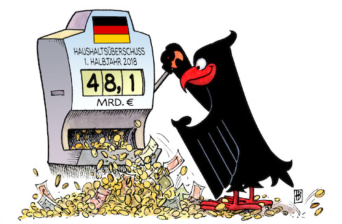 Cartoon: Haushaltsüberschuss 2018 (medium) by Harm Bengen tagged haushaltsüberschuss,halbjahr,2018,spielautomat,bundesadler,geld,steuern,einnahmen,harm,bengen,cartoon,karikatur,haushaltsüberschuss,halbjahr,2018,spielautomat,bundesadler,geld,steuern,einnahmen,harm,bengen,cartoon,karikatur