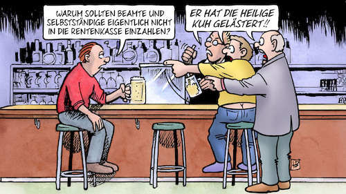Cartoon: Heilige Rentenkuh (medium) by Harm Bengen tagged beamte,selbstständige,rentenkasse,heilige,kuh,lästerung,kneipe,rentenreform,bärbel,bas,vorschlag,harm,bengen,cartoon,karikatur,beamte,selbstständige,rentenkasse,heilige,kuh,lästerung,kneipe,rentenreform,bärbel,bas,vorschlag,harm,bengen,cartoon,karikatur