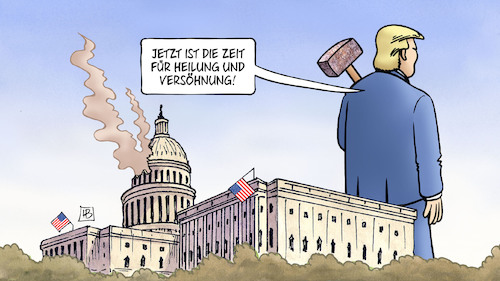 Cartoon: Heilung und Versöhnung (medium) by Harm Bengen tagged heilung,versöhnung,vorschlaghammer,rauch,trump,wahlergebnis,wahlsieg,biden,ausschreitungen,aufstand,besetzung,capitol,kapitol,washington,harm,bengen,cartoon,karikatur,heilung,versöhnung,vorschlaghammer,rauch,trump,wahlergebnis,wahlsieg,biden,ausschreitungen,aufstand,besetzung,capitol,kapitol,washington,harm,bengen,cartoon,karikatur