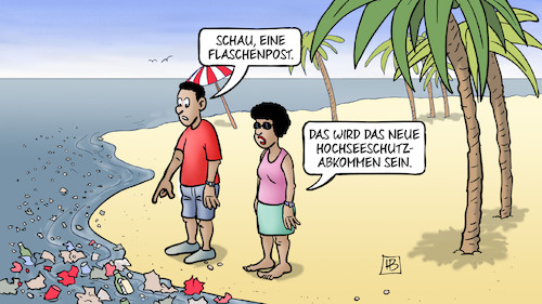 Cartoon: Hochseeschutzabkommen (medium) by Harm Bengen tagged flaschenpost,hochseeschutzabkommen,meer,see,müll,meeresverschmutzung,strand,insel,harm,bengen,cartoon,karikatur,flaschenpost,hochseeschutzabkommen,meer,see,müll,meeresverschmutzung,strand,insel,harm,bengen,cartoon,karikatur