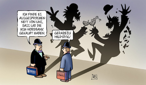 Cartoon: HSH-Verkauf (medium) by Harm Bengen tagged hsh,nordbank,verkauf,hamburg,schleswig,holstein,cerberus,flowers,fonds,harm,bengen,cartoon,karikatur,hsh,nordbank,verkauf,hamburg,schleswig,holstein,cerberus,flowers,fonds,harm,bengen,cartoon,karikatur