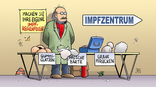 Cartoon: Impf-Vordrängler (medium) by Harm Bengen tagged impfen,vordrängler,reihenfolge,betrug,impfzentrum,tisch,gummiglatzen,falsche,bärte,graue,perücken,corona,harm,bengen,cartoon,karikatur,impfen,vordrängler,reihenfolge,betrug,impfzentrum,tisch,gummiglatzen,falsche,bärte,graue,perücken,corona,harm,bengen,cartoon,karikatur