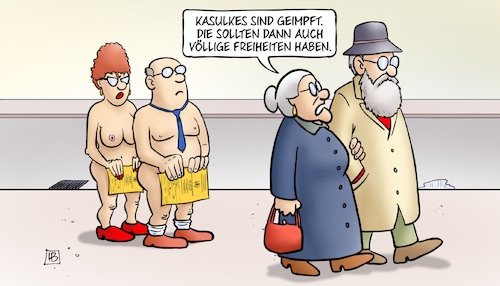 Cartoon: Impffreiheiten (medium) by Harm Bengen tagged impffreiheiten,impfen,impfpass,kasulkes,geimpft,völlige,freiheiten,susemil,strasse,nackt,harm,bengen,cartoon,karikatur,impffreiheiten,impfen,impfpass,kasulkes,geimpft,völlige,freiheiten,susemil,strasse,nackt,harm,bengen,cartoon,karikatur