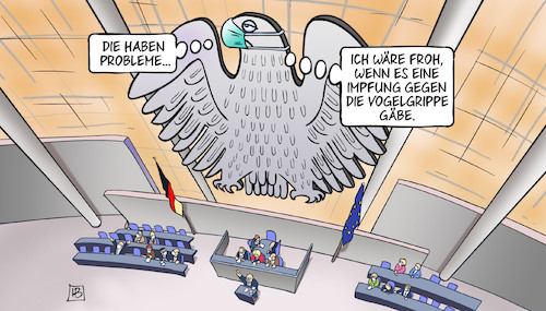 Cartoon: Impfpflicht im Bundestag (medium) by Harm Bengen tagged impfpflicht,bundestag,impfung,vogelgrippe,adler,bundesadler,corona,harm,bengen,cartoon,karikatur,impfpflicht,bundestag,impfung,vogelgrippe,adler,bundesadler,corona,harm,bengen,cartoon,karikatur