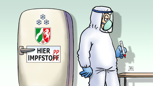 Cartoon: Impfstopp (medium) by Harm Bengen tagged impfstopp,impfstoff,impfung,nordrhein,westfalen,nrw,kühlschrank,corona,schutzanzug,harm,bengen,cartoon,karikatur,impfstopp,impfstoff,impfung,nordrhein,westfalen,nrw,kühlschrank,corona,schutzanzug,harm,bengen,cartoon,karikatur