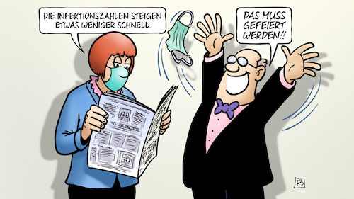 Cartoon: Infektionszahlen feiern (medium) by Harm Bengen tagged infektionszahlen,steigen,fallen,feiern,zeitung,lesen,maske,corona,harm,bengen,cartoon,karikatur,infektionszahlen,steigen,fallen,feiern,zeitung,lesen,maske,corona,harm,bengen,cartoon,karikatur