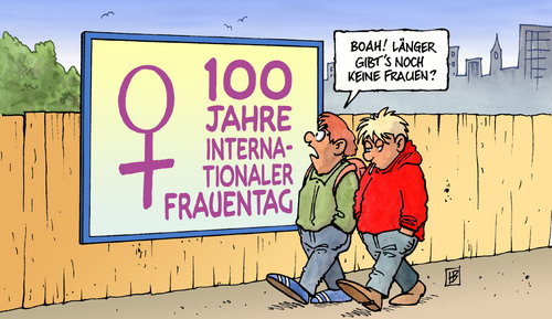 Cartoon: Int. Frauentag (medium) by Harm Bengen tagged 100,jahre,internationaler,frauentag,frauen,weiblich,feminismus,gleichberechtigung,männer,mann,frau,diskreminierung,frauentag,frauen,feminismus,gleichberechtigung,männer,mann,frau,diskriminierung