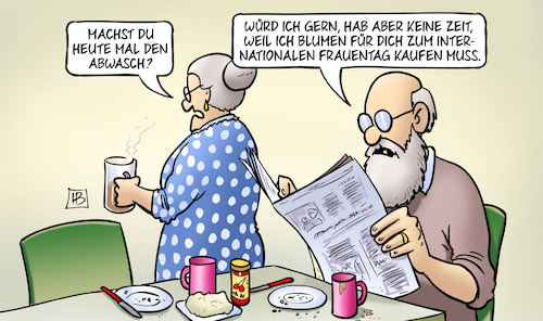 Cartoon: Int. Frauentag 2023 (medium) by Harm Bengen tagged abwasch,hausarbeit,mann,frau,susemil,blumen,internationaler,frauentag,harm,bengen,cartoon,karikatur,abwasch,hausarbeit,mann,frau,susemil,blumen,internationaler,frauentag,harm,bengen,cartoon,karikatur