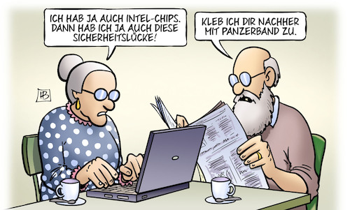 Cartoon: Intel-Lücke (medium) by Harm Bengen tagged intel,computer,laptop,chips,sicherheitslücke,kleben,panzerband,susemil,harm,bengen,cartoon,karikatur,intel,computer,laptop,chips,sicherheitslücke,kleben,panzerband,susemil,harm,bengen,cartoon,karikatur