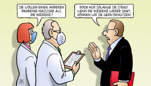 Cartoon: Inzidenz-Maßstab (medium) by Harm Bengen tagged pandemie,massstab,maßstab,inzidenz,corona,wissenschaftler,politiker,beschwichtigen,harm,bengen,cartoon,karikatur,pandemie,massstab,maßstab,inzidenz,corona,wissenschaftler,politiker,beschwichtigen,harm,bengen,cartoon,karikatur