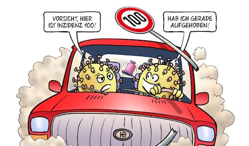 Cartoon: Inzidenz über 100 (medium) by Harm Bengen tagged 100,viren,kfz,verkehrsschild,geschwindigkeitsbegrenzung,inzidenz,infektionszahlen,corona,durchbruch,harm,bengen,cartoon,karikatur,100,viren,kfz,verkehrsschild,geschwindigkeitsbegrenzung,inzidenz,infektionszahlen,corona,durchbruch,harm,bengen,cartoon,karikatur