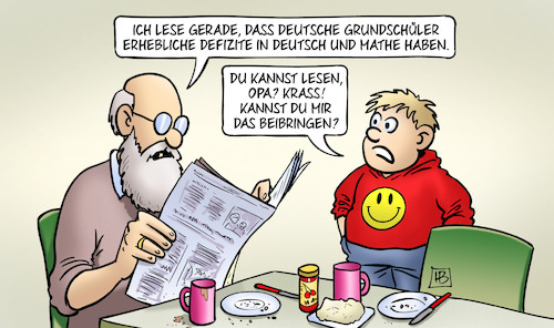 Cartoon: IQB-Bildungstrend (medium) by Harm Bengen tagged iqb,bildungstrend,deutsche,grundschüler,defizite,deutsch,mathe,schule,lesen,opa,susemil,enkel,kind,beibringen,harm,bengen,cartoon,karikatur,iqb,bildungstrend,deutsche,grundschüler,defizite,deutsch,mathe,schule,lesen,opa,susemil,enkel,kind,beibringen,harm,bengen,cartoon,karikatur