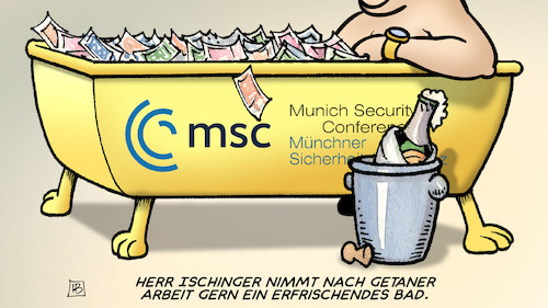 Cartoon: Ischinger erholt sich (medium) by Harm Bengen tagged ischinger,arbeit,bad,badewanne,münchner,sicherheitskonferenz,msc,geld,bestechung,profit,harm,bengen,cartoon,karikatur,ischinger,arbeit,bad,badewanne,münchner,sicherheitskonferenz,msc,geld,bestechung,profit,harm,bengen,cartoon,karikatur