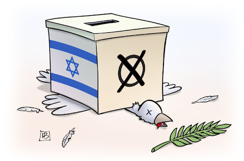 Cartoon: Israel-Wahl (medium) by Harm Bengen tagged israel,wahl,likud,block,netanjahu,rechts,friedenstaube,friedensprozess,harm,bengen,cartoon,karikatur,israel,wahl,likud,block,netanjahu,rechts,friedenstaube,friedensprozess,harm,bengen,cartoon,karikatur