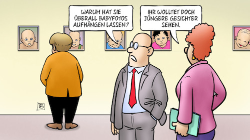 Cartoon: Jüngere Gesichter (medium) by Harm Bengen tagged jüngere,gesichter,babyfotos,cdu,merkel,harm,bengen,cartoon,karikatur,jüngere,gesichter,babyfotos,cdu,merkel,harm,bengen,cartoon,karikatur