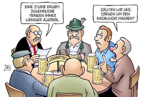 Cartoon: Jugendliche und Alkohol (medium) by Harm Bengen tagged stammtisch,studie,jugendliche,trinken,weniger,alkohol,sorgen,nachwuchs,harm,bengen,cartoon,karikatur,stammtisch,studie,jugendliche,trinken,weniger,alkohol,sorgen,nachwuchs,harm,bengen,cartoon,karikatur