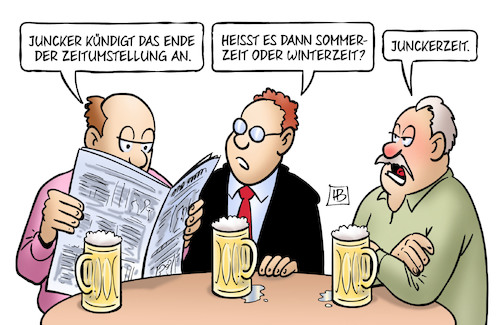 Cartoon: Junckerzeit (medium) by Harm Bengen tagged juncker,ende,zeitumstellung,sommerzeit,winterzeit,junckerzeit,europa,umfrage,eu,kommission,stammtisch,harm,bengen,cartoon,karikatur,juncker,ende,zeitumstellung,sommerzeit,winterzeit,junckerzeit,europa,umfrage,eu,kommission,stammtisch,harm,bengen,cartoon,karikatur