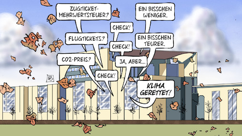 Cartoon: Kabinett rettet Klima (medium) by Harm Bengen tagged zugticket,mehrwertsteuer,bahnreisen,billiger,check,flugtickets,teurer,co2,preis,bundeskanzleramt,herbst,klima,gerettet,klimawandel,klimapolitik,bundesregierung,bundeskabinett,harm,bengen,cartoon,karikatur,zugticket,mehrwertsteuer,bahnreisen,billiger,check,flugtickets,teurer,co2,preis,bundeskanzleramt,herbst,klima,gerettet,klimawandel,klimapolitik,bundesregierung,bundeskabinett,harm,bengen,cartoon,karikatur