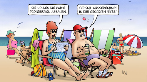 Cartoon: Kalte Progression und Hitze (medium) by Harm Bengen tagged kalte,progression,hitze,strand,urlaub,steuer,sommer,kralle,bengen,cartoon,karikatur,kalte,progression,hitze,strand,urlaub,steuer,sommer,kralle,bengen,cartoon,karikatur