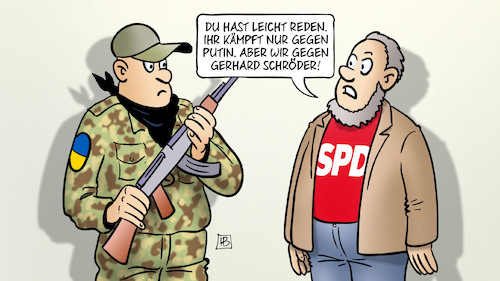 Cartoon: Kampf gegen Schröder (medium) by Harm Bengen tagged schröder,gazprom,soldat,spd,russland,ukraine,krieg,einmarsch,angriff,harm,bengen,cartoon,karikatur,schröder,gazprom,soldat,spd,russland,ukraine,krieg,einmarsch,angriff,harm,bengen,cartoon,karikatur