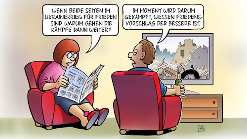 Cartoon: Kampf um Frieden (medium) by Harm Bengen tagged ukraine,russland,krieg,frieden,kämpfe,friedensvorschlag,friedensplan,tv,zeitung,lesen,harm,bengen,cartoon,karikatur,ukraine,russland,krieg,frieden,kämpfe,friedensvorschlag,friedensplan,tv,zeitung,lesen,harm,bengen,cartoon,karikatur