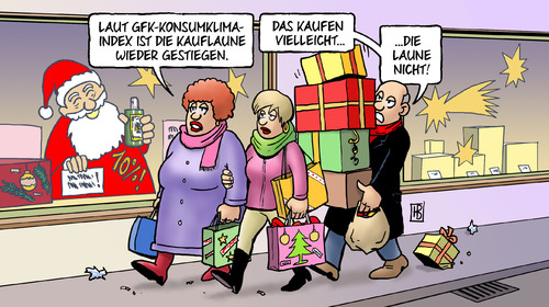 Cartoon: Kaufen und Laune (medium) by Harm Bengen tagged gfk,konsumklimaindex,kauflaune,gestiegen,kaufen,laune,geschenke,weihnachten,pakete,harm,bengen,cartoon,karikatur,gfk,konsumklimaindex,kauflaune,gestiegen,kaufen,laune,geschenke,weihnachten,pakete,harm,bengen,cartoon,karikatur