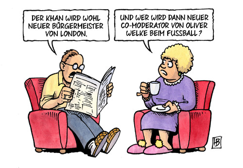 Cartoon: Khan (medium) by Harm Bengen tagged sadiq,khan,kahn,labour,bürgermeister,london,wahlen,moderator,oliver,welke,fussball,tv,harm,bengen,cartoon,karikatur,sadiq,khan,kahn,labour,bürgermeister,london,wahlen,moderator,oliver,welke,fussball,tv,harm,bengen,cartoon,karikatur