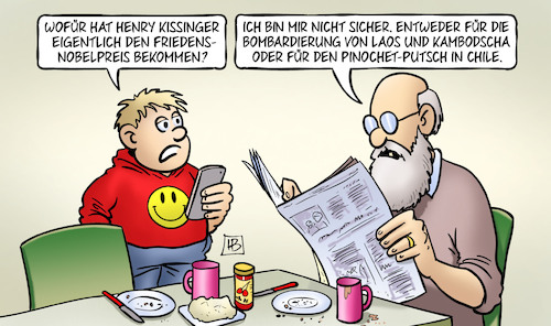 Cartoon: Kissinger tot (medium) by Harm Bengen tagged henry,kissinger,friedensnobelpreis,tot,usa,aussenminister,bombardierung,laos,kambodscha,vietnam,krieg,pinochet,putsch,chile,opa,susemil,enkel,kind,harm,bengen,cartoon,karikatur,henry,kissinger,friedensnobelpreis,tot,usa,aussenminister,bombardierung,laos,kambodscha,vietnam,krieg,pinochet,putsch,chile,opa,susemil,enkel,kind,harm,bengen,cartoon,karikatur