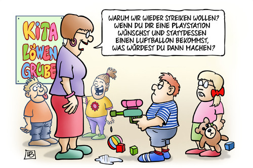 Cartoon: Kita-Streik-Fortsetzung (medium) by Harm Bengen tagged streiken,fortsetzung,playstation,wunsch,luftballon,kinder,erzieherin,anerkennung,hoehergruppierung,lohn,lohnerhoehung,streik,unbefristet,verdi,kita,kindergarten,tarif,tarifverhandlungen,tarifkampf,gewerkschaft,harm,bengen,cartoon,karikatur,streiken,fortsetzung,playstation,wunsch,luftballon,kinder,erzieherin,anerkennung,hoehergruppierung,lohn,lohnerhoehung,streik,unbefristet,verdi,kita,kindergarten,tarif,tarifverhandlungen,tarifkampf,gewerkschaft,harm,bengen,cartoon,karikatur