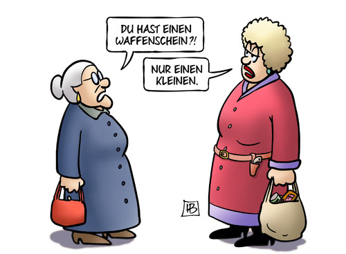 Cartoon: Kleiner Waffenschein (medium) by Harm Bengen tagged kleiner,waffenschein,angst,schutz,pistole,pfefferspray,susemil,harm,bengen,cartoon,karikatur,kleiner,waffenschein,angst,schutz,pistole,pfefferspray,susemil,harm,bengen,cartoon,karikatur