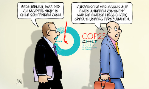 Cartoon: Klimagipfel-Verlegung (medium) by Harm Bengen tagged klimagipfel,verlegung,kontinent,chile,greta,thunberg,fernhalten,klimaschutz,klimawandel,harm,bengen,cartoon,karikatur,klimagipfel,verlegung,kontinent,chile,greta,thunberg,fernhalten,klimaschutz,klimawandel,harm,bengen,cartoon,karikatur