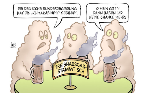 Cartoon: Klimakabinett (medium) by Harm Bengen tagged bundesregierung,klimakabinett,klimaschutz,treibhausgase,stammtisch,harm,bengen,cartoon,karikatur,bundesregierung,klimakabinett,klimaschutz,treibhausgase,stammtisch,harm,bengen,cartoon,karikatur