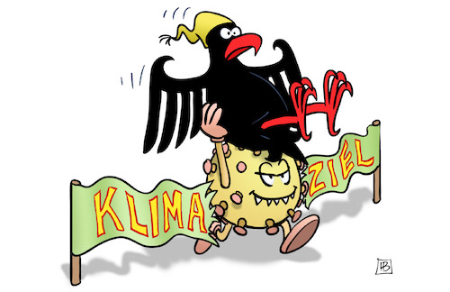 Cartoon: Klimaziel 2020 (medium) by Harm Bengen tagged klimaziel,klimawandel,klimaschutz,corona,bundesadler,adler,virus,tragen,ziel,harm,bengen,cartoon,karikatur,klimaziel,klimawandel,klimaschutz,corona,bundesadler,adler,virus,tragen,ziel,harm,bengen,cartoon,karikatur