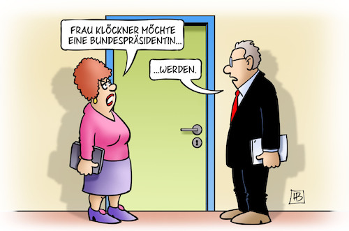 Cartoon: Klöckner Bundespräsidentin (medium) by Harm Bengen tagged klöckner,landwirtschaftsministerin,gleichberechtigung,frauentag,bundespräsidentin,harm,bengen,cartoon,karikatur,klöckner,landwirtschaftsministerin,gleichberechtigung,frauentag,bundespräsidentin,harm,bengen,cartoon,karikatur