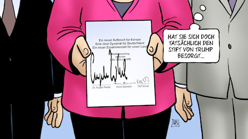 Cartoon: Koalitionsvertrag unterschrieben (medium) by Harm Bengen tagged koalitionsvertrag,unterschrieben,unterschrift,merkel,seehofer,scholz,trump,stift,groko,harm,bengen,cartoon,karikatur,koalitionsvertrag,unterschrieben,unterschrift,merkel,seehofer,scholz,trump,stift,groko,harm,bengen,cartoon,karikatur