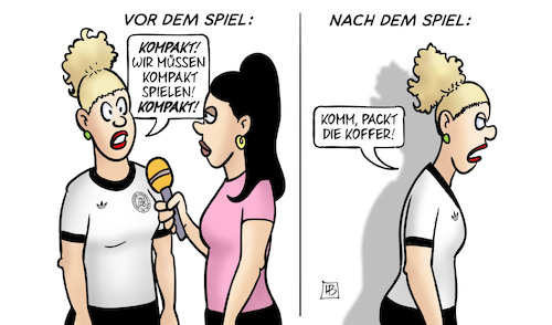 Cartoon: Kompakt (medium) by Harm Bengen tagged spiel,kompakt,koffer,packen,fußball,frauen,europameisterschaft,em,interview,harm,bengen,cartoon,karikatur,spiel,kompakt,koffer,packen,fußball,frauen,europameisterschaft,em,interview,harm,bengen,cartoon,karikatur