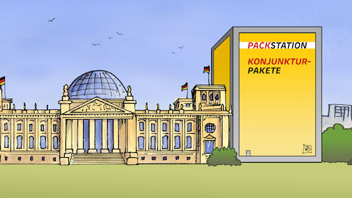 Cartoon: Konjunktur-Packstation (medium) by Harm Bengen tagged konjunktur,pakete,packstation,reichstag,bundestag,post,dhl,corona,hilfspakete,harm,bengen,cartoon,karikatur,konjunktur,pakete,packstation,reichstag,bundestag,post,dhl,corona,hilfspakete,harm,bengen,cartoon,karikatur