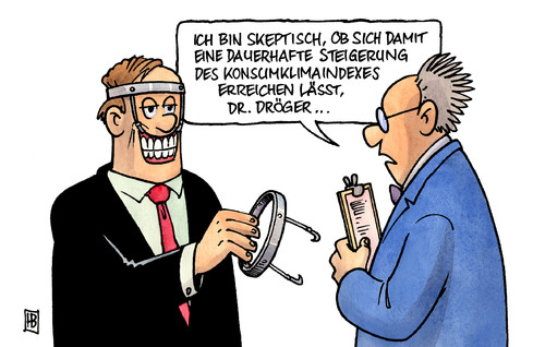 Cartoon: Konsumklimaindex-Hilfe (medium) by Harm Bengen tagged konsumklimaindex,hilfe,optimismus,pessimismus,konsum,index,konjunktur,kaufen,verbraucher,laune,wirtschaft,konsumklimaindex,hilfe,optimismus,pessimismus,konsum,index,konjunktur,kaufen,verbraucher,laune,wirtschaft
